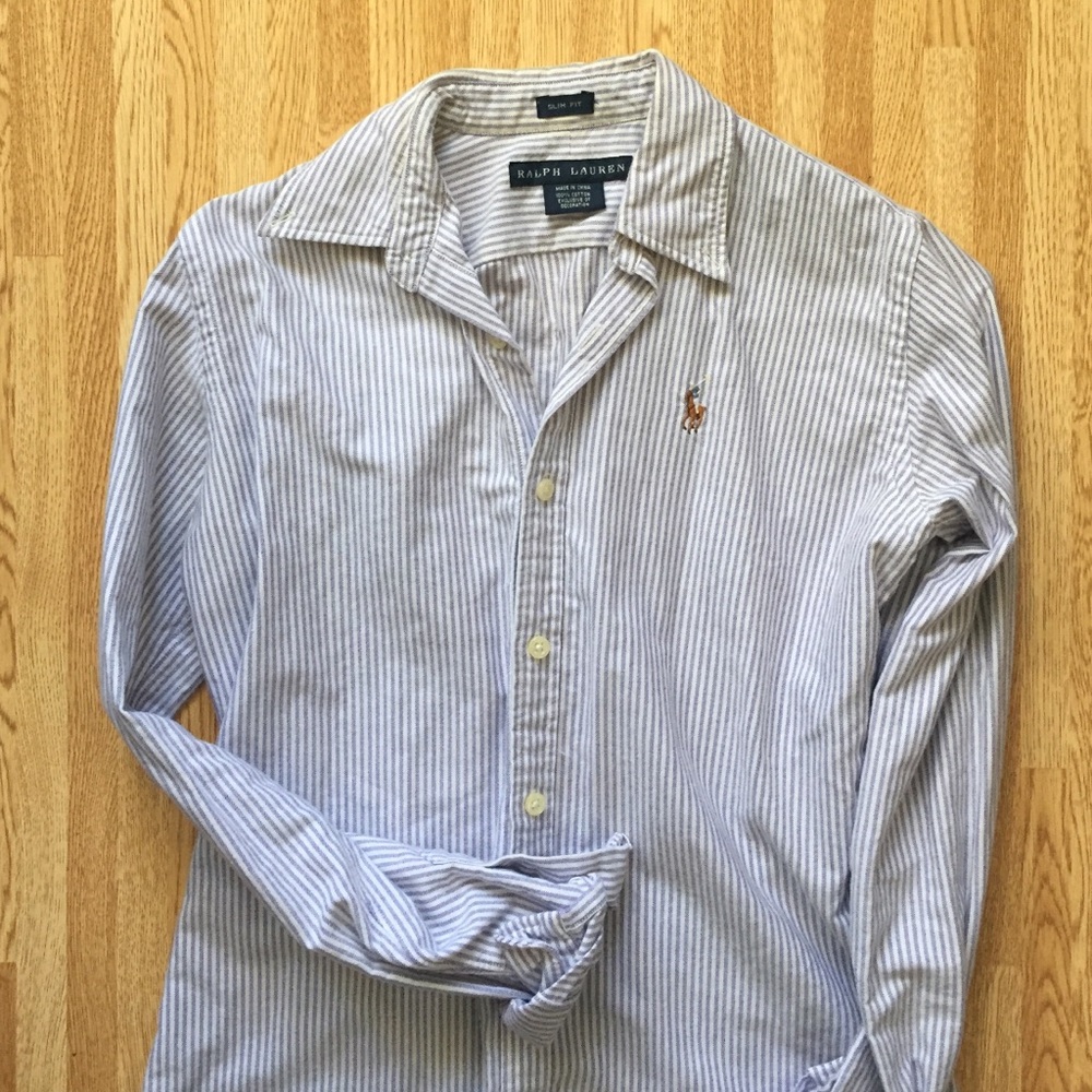 Ralph Lauren Purple Striped Oxford Shirt